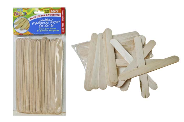 Popsticks Jumbo Natural 19 x 2.5cm Pack of 26